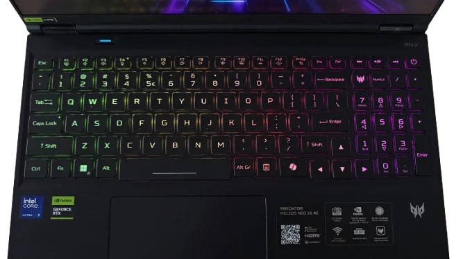 Acer Predator Helios Neo 16 AI About Keyboard