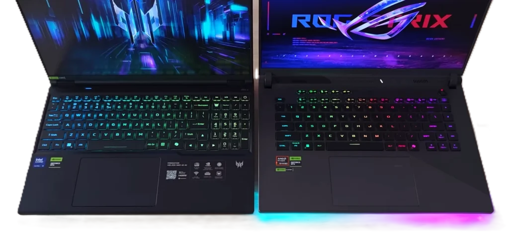 Asus ROG Strix G16 Keyboard VS Predator Helios Neo 16 AI
